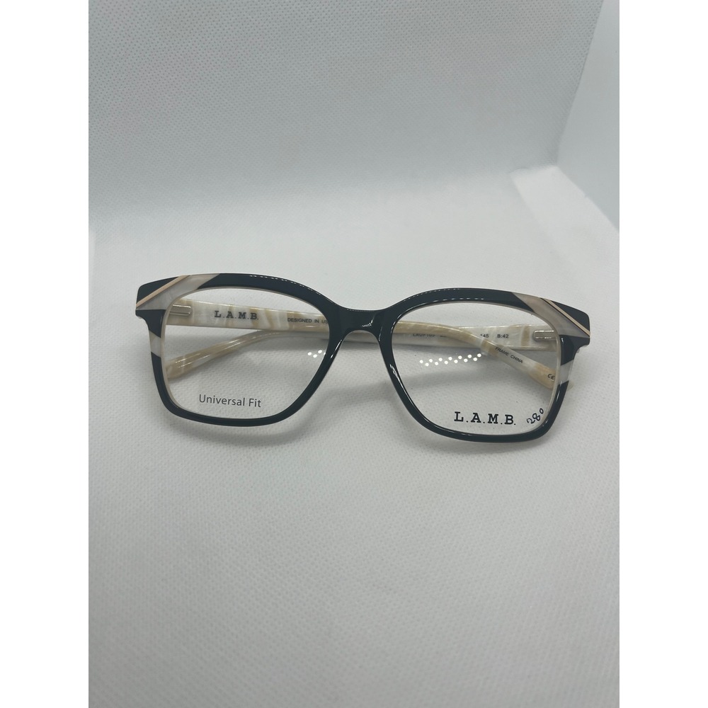 L.A.M.B. LAUF105 Women's Eyeglasses Black &‎ Beige Frames Eyewear Fashion